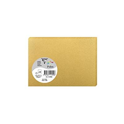 Clairefontaine 111390C Packung mit 25 Karten Pollen 11x15,5 cm 210g, ideal für Ihre Korrespondenz und Einladungen, Gold, 1 Pack Clairefontaine 111390C Packung mit 25 Karten Pollen 11x15,5 cm 210g, ideal für Ihre Korrespondenz und Einladungen, Gold, 1 Pack