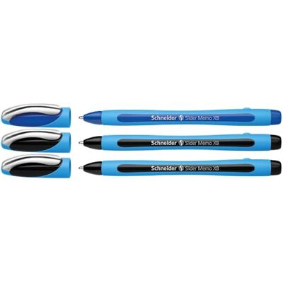 Schneider Kugelschreiber Slider Memo XB (extrabreit, Made in Germany) 3er Etui, 2x schwarz/1x blau Schneider Kugelschreiber Slider Memo XB (extrabreit, Made in Germany) 3er Etui, 2x schwarz/1x blau