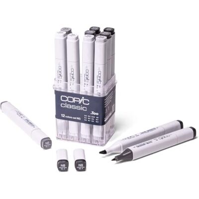 Copic Classic Set "NG", 12er Set im Acryl-Display, Twin Marker mit einer mittelbreiten und einer feinen Spitze Copic Classic Set "NG", 12er Set im Acryl-Display, Twin Marker mit einer mittelbreiten und einer feinen Spitze