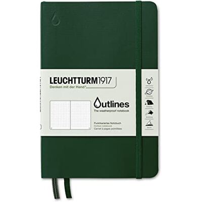 LEUCHTTURM1917 Outlines Notizbuch Paperback (B6+), Flexcover, 89 num. Seiten, 150 g/m² Seekartenpapier, Dotted, Wasserfest, Walden Green LEUCHTTURM1917 Outlines Notizbuch Paperback (B6+), Flexcover, 89 num. Seiten, 150 g/m² Seekartenpapier, Dotted, Wasserfest, Walden Green
