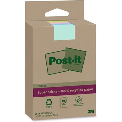 Post-it Super Sticky Recycling-Notes, 4 Blöcke (180 Blatt), 102 mm x 152 mm Selbstklebende Haftnotizen mit Stärkerer Haftung, Klebezettel für Bürobedarf, Erinnerungen & To-Do-Listen; Repositionierbar Post-it Super Sticky Recycling-Notes, 4 Blöcke (180 Blatt), 102 mm x 152 mm Selbstklebende Haftnotizen mit Stärkerer Haftung, Klebezettel für Bürobedarf, Erinnerungen & To-Do-Listen; Repositionierbar