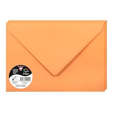Clairefontaine 5492C Packung mit 20 Umschläge Pollen, Format C5, 162 x 229 mm, 120g, ideal für Korrespondenz und Einladungen, Clementine, 1 Pack Clairefontaine 5492C Packung mit 20 Umschläge Pollen, Format C5, 162 x 229 mm, 120g, ideal für Korrespondenz und Einladungen, Clementine, 1 Pack
