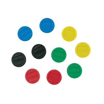 Nobo Magnete für magnetisches Whiteboards, 10 Stück, 20 mm, Mehrfarbig, 1901016 Nobo Magnete für magnetisches Whiteboards, 10 Stück, 20 mm, Mehrfarbig, 1901016