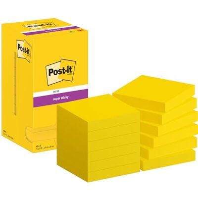 Post-it Super Sticky Notes, 12 Blöcke (1080 Blatt), 76 mm x 76 mm, Gelb Selbstklebende Haftnotizen mit Stärkerer Haftung, Klebezettel für Bürobedarf, Erinnerungen & To-Do-Listen; Repositionierbar Post-it Super Sticky Notes, 12 Blöcke (1080 Blatt), 76 mm x 76 mm, Gelb Selbstklebende Haftnotizen mit Stärkerer Haftung, Klebezettel für Bürobedarf, Erinnerungen & To-Do-Listen; Repositionierbar