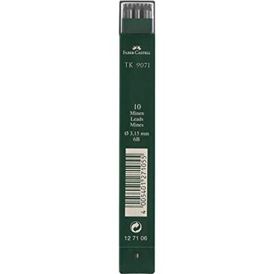 Faber-Castell Fallminen TK 9071 6B, 3,15 mm, 10 Stück Hochwertige Ersatzminen für Fallminenstifte, präziser Strich und leicht radierbar Faber-Castell Fallminen TK 9071 6B, 3,15 mm, 10 Stück Hochwertige Ersatzminen für Fallminenstifte, präziser Strich und leicht radierbar