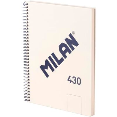 MILAN ® Notizbuch A5, Spiralbindung, Hardcover, 80 weiße Seiten, 95 g/m², Kollektion 430 since 1918, beige MILAN ® Notizbuch A5, Spiralbindung, Hardcover, 80 weiße Seiten, 95 g/m², Kollektion 430 since 1918, beige
