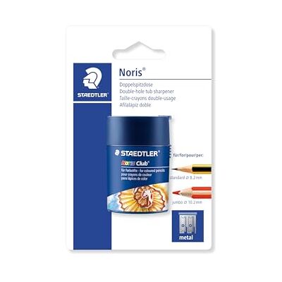 Staedtler 512002BKD Doppelspitzdose Noris Club Metallspitzeinsatz für 2 Formate, bis 8,2 & 10,2 mm Ø – mit Dose – Art.-Nr. 512 002BKD Staedtler 512002BKD Doppelspitzdose Noris Club Metallspitzeinsatz für 2 Formate, bis 8,2 & 10,2 mm Ø – mit Dose – Art.-Nr. 512 002BKD