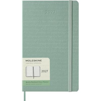 Moleskine Wochenkalender 2027, 12-Monats-Planer mit Platz für Notizen, Hardcover, Elastischer Verschluss, Format Large 13x21 Cm, Farbe Salbeigrün Moleskine Wochenkalender 2027, 12-Monats-Planer mit Platz für Notizen, Hardcover, Elastischer Verschluss, Format Large 13x21 Cm, Farbe Salbeigrün