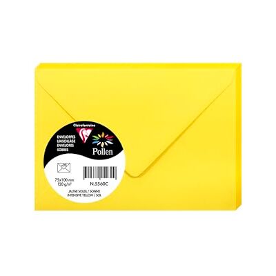 Clairefontaine 5560C Packung mit 20 Umschläge Pollen, 7,5x10cm, 120g, Sonnengelb, ideal für Ihre Einladungen und Korrespondenz, 1 Pack Clairefontaine 5560C Packung mit 20 Umschläge Pollen, 7,5x10cm, 120g, Sonnengelb, ideal für Ihre Einladungen und Korrespondenz, 1 Pack
