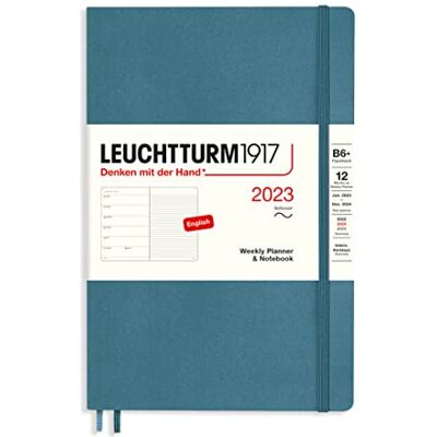 LEUCHTTURM1917 365919 Wochenkalender & Notizbuch Softcover Paperback (B6+) 2023, 12 Monate, Stone Blue, Englisch LEUCHTTURM1917 365919 Wochenkalender & Notizbuch Softcover Paperback (B6+) 2023, 12 Monate, Stone Blue, Englisch