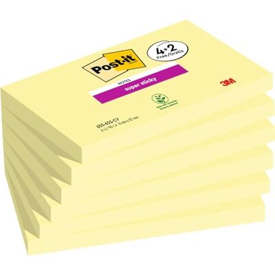 Post-it Super Sticky Notes, 4 + 2 Gratis-Blöcke (540 Blatt), 76 mm x 127 mm Selbstklebende Haftnotizen mit Stärkerer Haftung, Klebezettel für Bürobedarf, Erinnerungen & To-Do-Listen; Repositionierbar Post-it Super Sticky Notes, 4 + 2 Gratis-Blöcke (540 Blatt), 76 mm x 127 mm Selbstklebende Haftnotizen mit Stärkerer Haftung, Klebezettel für Bürobedarf, Erinnerungen & To-Do-Listen; Repositionierbar