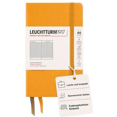 LEUCHTTURM1917 365628 Notizbuch Pocket (A6), Hardcover, 187 nummerierte Seiten, Rising Sun, Kariert LEUCHTTURM1917 365628 Notizbuch Pocket (A6), Hardcover, 187 nummerierte Seiten, Rising Sun, Kariert