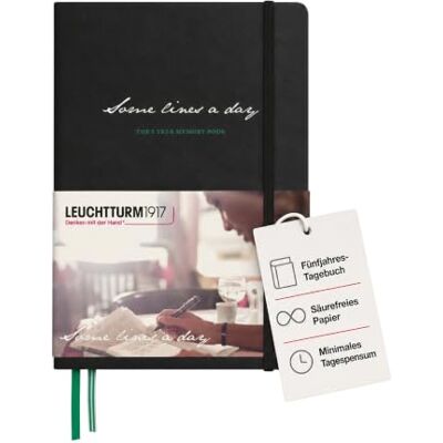 LEUCHTTURM1917 343552 Some Lines A Day, 5-Jahres-Buch Medium (A5), Schwarz Mit Grünem Lesezeichenband LEUCHTTURM1917 343552 Some Lines A Day, 5-Jahres-Buch Medium (A5), Schwarz Mit Grünem Lesezeichenband