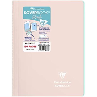 Clairefontaine 376778C Spiralblock Koverbook Blush, DIN A4, 21 x 29,7cm, 80 Blatt, liniert, 1 Stück, Rosa Perlmutt / Minzgrün Clairefontaine 376778C Spiralblock Koverbook Blush, DIN A4, 21 x 29,7cm, 80 Blatt, liniert, 1 Stück, Rosa Perlmutt / Minzgrün