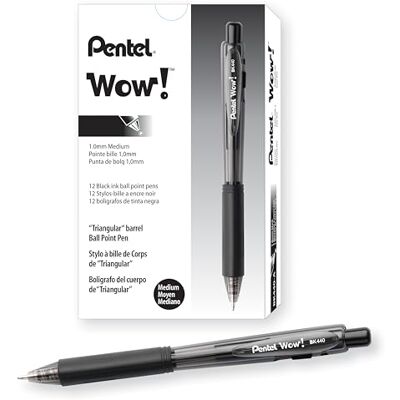 Pentel BK440-A Kugelschreiber mit Druckmechanik und ergonomischer Dreiecksgriffzone, 12-er Packung, schwarz Pentel BK440-A Kugelschreiber mit Druckmechanik und ergonomischer Dreiecksgriffzone, 12-er Packung, schwarz