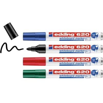 edding 620 Whiteboardmarker mehrfarbig 4 Whiteboardstifte Rundspitze 1,5-3 mm Whiteboardstift trocken abwischbar für Whiteboards, Flipcharts, Magnet-, Memotafeln Sketchnotes nachfüllbar edding 620 Whiteboardmarker mehrfarbig 4 Whiteboardstifte Rundspitze 1,5-3 mm Whiteboardstift trocken abwischbar für Whiteboards, Flipcharts, Magnet-, Memotafeln Sketchnotes nachfüllbar