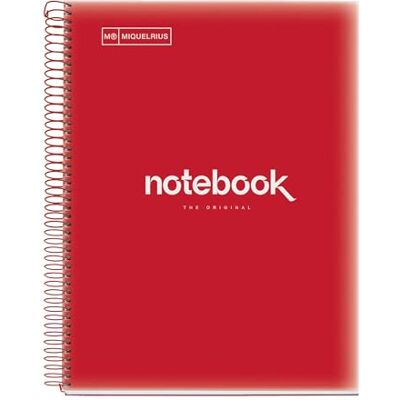 Miquelrius Notizbuch A4 Notebook Emotions, 120 Blatt 90 g/m², Raster 5 x 5 mm, 5 Farbige Streifen, Mikroperforierte Spirale, Polypropyleneinband, Rot Miquelrius Notizbuch A4 Notebook Emotions, 120 Blatt 90 g/m², Raster 5 x 5 mm, 5 Farbige Streifen, Mikroperforierte Spirale, Polypropyleneinband, Rot