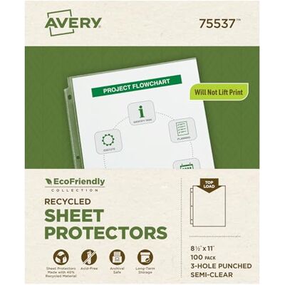 Avery Easy Load Top Loading Recycling Polypropylen Blatt-Protektoren, 100/Box (75537) Avery Easy Load Top Loading Recycling Polypropylen Blatt-Protektoren, 100/Box (75537)