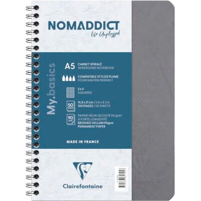 Clairefontaine 785325C Agebag Spiralbuch (DIN A5, 14,8 x 21 cm, 50 Blatt, kariert, Doppelspiralbindung, praktisch für unterwegs, robust und belastbar) 1 Stück grau Clairefontaine 785325C Agebag Spiralbuch (DIN A5, 14,8 x 21 cm, 50 Blatt, kariert, Doppelspiralbindung, praktisch für unterwegs, robust und belastbar) 1 Stück grau