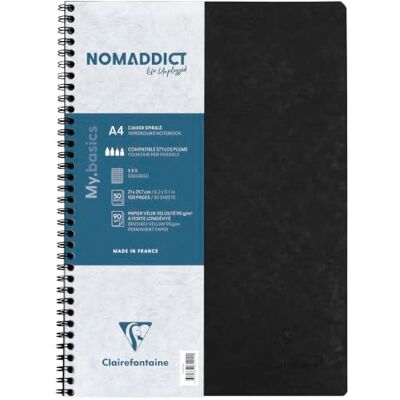 Clairefontaine 781421C Agebag Spiralbuch (DIN A4, 21 x 29,7 cm, 50 Blatt, kariert, Doppelspiralbindung, praktisch für unterwegs, robust und belastbar) 1 Stück schwarz Clairefontaine 781421C Agebag Spiralbuch (DIN A4, 21 x 29,7 cm, 50 Blatt, kariert, Doppelspiralbindung, praktisch für unterwegs, robust und belastbar) 1 Stück schwarz