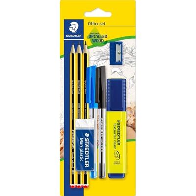 Staedtler Noris 120 Schreibset – 9-teilig, Blisterkarte 3 Bleistifte, 2 Kugelschreiber, Marker, Radierer & Spitzer – Upcycled Holz – Art.-Nr. 60 BK-4 Staedtler Noris 120 Schreibset – 9-teilig, Blisterkarte 3 Bleistifte, 2 Kugelschreiber, Marker, Radierer & Spitzer – Upcycled Holz – Art.-Nr. 60 BK-4