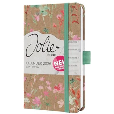 Sigel J6806 Wochenkalender 2026 A6, grün, rosa, Hardcover aus Kraftpapier, Gummiband, Stiftschlaufe, 174 Seiten, vegan, Buchkalender, Terminplaner Taschenkalender Jolie Sigel J6806 Wochenkalender 2026 A6, grün, rosa, Hardcover aus Kraftpapier, Gummiband, Stiftschlaufe, 174 Seiten, vegan, Buchkalender, Terminplaner Taschenkalender Jolie