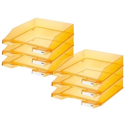 HAN Briefablage Klassik, 6 STÜCK, Moderne, transparente und stapelbare Ablage im frischen Design bis Format A4/C4, 1026-X-28, transparent-orange HAN Briefablage Klassik, 6 STÜCK, Moderne, transparente und stapelbare Ablage im frischen Design bis Format A4/C4, 1026-X-28, transparent-orange