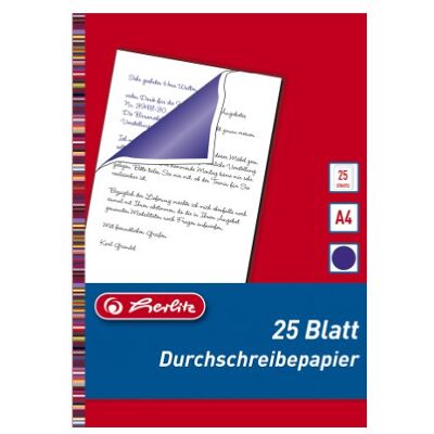 Herlitz Durchschlagpapier für Handdurchschriften, A4, 25 Blatt, blau Pauschpapier Abpauspapier für handschriftliche Texte Herlitz Durchschlagpapier für Handdurchschriften, A4, 25 Blatt, blau Pauschpapier Abpauspapier für handschriftliche Texte