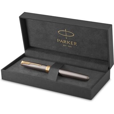 Parker Sonnet Tintenroller graue Lackierung mit goldenen Zierteilen feine Edelstahlspitze Nachfüllpackung schwarze Tinte Geschenkbox perfekte Geschenke zum Schulabschluss Parker Sonnet Tintenroller graue Lackierung mit goldenen Zierteilen feine Edelstahlspitze Nachfüllpackung schwarze Tinte Geschenkbox perfekte Geschenke zum Schulabschluss