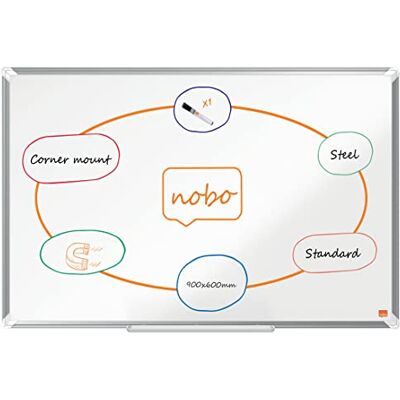Nobo Melamin Whiteboard, Nichtmagnetische Oberfläche, 60 x 90 cm, Aluminiumrahmen, Traditionelle Eckmontage, Inkl. Whiteboard-Marker, Premium Plus, Weiß, 1915167 Nobo Melamin Whiteboard, Nichtmagnetische Oberfläche, 60 x 90 cm, Aluminiumrahmen, Traditionelle Eckmontage, Inkl. Whiteboard-Marker, Premium Plus, Weiß, 1915167
