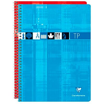 Clairefontaine 8007C Praxisarbeitsheft mit Doppelspirale, DIN A4+ 24x32 cm, 40 Blatt, französische Lineatur 90g + blanko 125g, farbig sortiert, 1 Stück Clairefontaine 8007C Praxisarbeitsheft mit Doppelspirale, DIN A4+ 24x32 cm, 40 Blatt, französische Lineatur 90g + blanko 125g, farbig sortiert, 1 Stück
