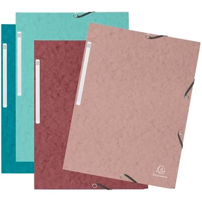 Exacompta Ref. 55270E Packung mit 4 Gummizugmappen von Skandi – Hüllen mit 3 Klappen – aus glänzendem Karton 400 g/m² – Maße 24 x 32 cm für Dokumente im A4-Format – verschiedene Farben Exacompta Ref. 55270E Packung mit 4 Gummizugmappen von Skandi – Hüllen mit 3 Klappen – aus glänzendem Karton 400 g/m² – Maße 24 x 32 cm für Dokumente im A4-Format – verschiedene Farben