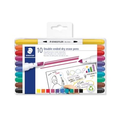 Staedtler 3010 Doppelfasermaler – 10 Stück, abwischbar Folienstifte mit Keilspitze, trocken entfernbar – recyceltes Plastik – Art.-Nr. 3010 TB10 Staedtler 3010 Doppelfasermaler – 10 Stück, abwischbar Folienstifte mit Keilspitze, trocken entfernbar – recyceltes Plastik – Art.-Nr. 3010 TB10