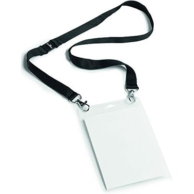 Durable Event-Namensschild A6 mit Textilband Duo, 10 Stück, schwarz, 852501 Ausweishülle mit Umhängeband, 2 Karabinerhaken, Sicherheitsverschluss, Visitenkartenfach, 105 x 148 mm, PP Folie Durable Event-Namensschild A6 mit Textilband Duo, 10 Stück, schwarz, 852501 Ausweishülle mit Umhängeband, 2 Karabinerhaken, Sicherheitsverschluss, Visitenkartenfach, 105 x 148 mm, PP Folie