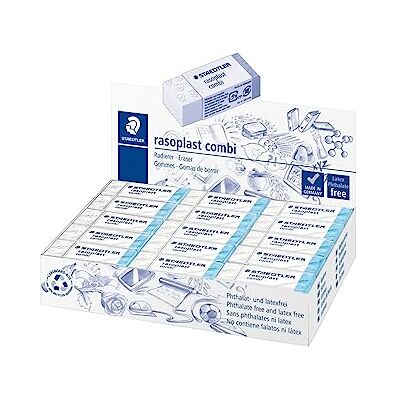 Staedtler Rasoplast Combi 526 BT Radiergummi – 30 Stück Kombiradierer für Bleistift & Tinte, 43x19x13 mm, phthalatfrei – Art.-Nr. 526 BT30 Staedtler Rasoplast Combi 526 BT Radiergummi – 30 Stück Kombiradierer für Bleistift & Tinte, 43x19x13 mm, phthalatfrei – Art.-Nr. 526 BT30