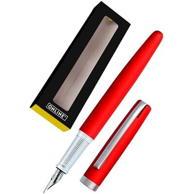 Online Füller Eleganza I Metall I Farbe Satin Red I Federstärke M I Metallclip I inkl. Tintenpatrone blauschreibend I Füllhalter für Standard-Tintenpatronen in Geschenkverpackung Online Füller Eleganza I Metall I Farbe Satin Red I Federstärke M I Metallclip I inkl. Tintenpatrone blauschreibend I Füllhalter für Standard-Tintenpatronen in Geschenkverpackung