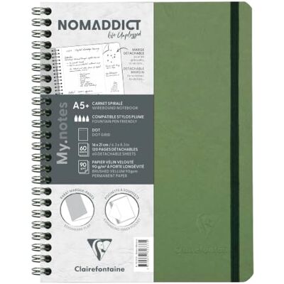 Clairefontaine 782333C Age Bag My.Notes Spiralheft mit abtrennbaren Rändern, 16x21cm, 60 Blatt 90g DOT Grün, 1 Stück Clairefontaine 782333C Age Bag My.Notes Spiralheft mit abtrennbaren Rändern, 16x21cm, 60 Blatt 90g DOT Grün, 1 Stück