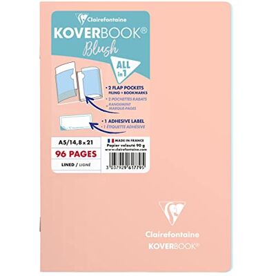 Clairefontaine 961779C Heft Koverbook Blush, DIN A5, 14,8 x 21cm, 48 Blatt, liniert, Umschlag blickdicht, 1 Stück, Korallenrot / Eisblau Clairefontaine 961779C Heft Koverbook Blush, DIN A5, 14,8 x 21cm, 48 Blatt, liniert, Umschlag blickdicht, 1 Stück, Korallenrot / Eisblau
