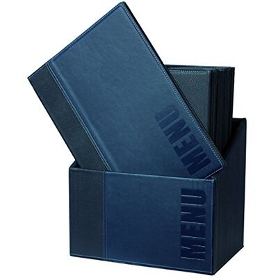 SECURIT Trendy Lederoptik A4 Menukarte (x20) plus box, inkl. 1 dopplete Einlage für Menüs (für 4Seiten A5 ) , Blau SECURIT Trendy Lederoptik A4 Menukarte (x20) plus box, inkl. 1 dopplete Einlage für Menüs (für 4Seiten A5 ) , Blau