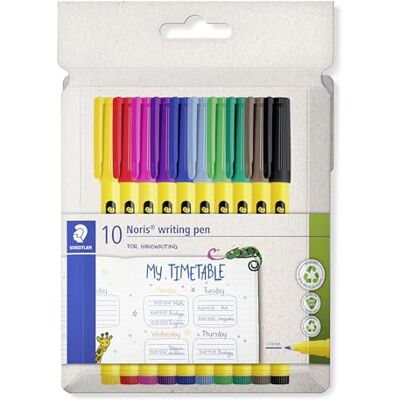 Staedtler Noris 307 Fineliner – Schwarz, 10er Set, 0,6 mm Filzstifte, DRY SAFE Tinte auf Wasserbasis, 97 % recycelt – Art.-Nr. 307 C10 Staedtler Noris 307 Fineliner – Schwarz, 10er Set, 0,6 mm Filzstifte, DRY SAFE Tinte auf Wasserbasis, 97 % recycelt – Art.-Nr. 307 C10