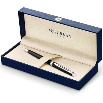 Waterman Hémisphère Kugelschreiber Hochglänzend Schwarz mit Chromzierteile Mittlere Spitze Blaue Tinte Geschenkbox Waterman Hémisphère Kugelschreiber Hochglänzend Schwarz mit Chromzierteile Mittlere Spitze Blaue Tinte Geschenkbox