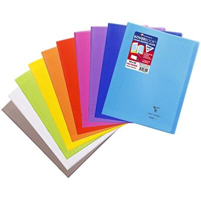 Clairefontaine 986401C Schulheft / Heft Koverbook DIN A4+ 24x32 cm 70 Blatt 90g, französische Lineatur, Einband aus transparentem Polypropylen, robust, geheftet, farbig sortiert, 1 Stück Clairefontaine 986401C Schulheft / Heft Koverbook DIN A4+ 24x32 cm 70 Blatt 90g, französische Lineatur, Einband aus transparentem Polypropylen, robust, geheftet, farbig sortiert, 1 Stück