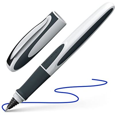 Schneider Ray Tintenroller weiß/dunkelgrau, Schreibfarbe: blau Nachfüllbar mit Standard Tintenpatronen, geeignet für Rechts- und Linkshänder, Strichstärke M, 0,6 mm, Made in Germany Schneider Ray Tintenroller weiß/dunkelgrau, Schreibfarbe: blau Nachfüllbar mit Standard Tintenpatronen, geeignet für Rechts- und Linkshänder, Strichstärke M, 0,6 mm, Made in Germany