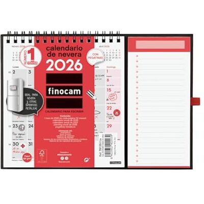 Finocam Magnetkalender Monatsansicht Januar Dezember 2026 (12 Monate) Magnetischer Kühlschrankkalender Neutraler Monatsplaner Spanisch Finocam Magnetkalender Monatsansicht Januar Dezember 2026 (12 Monate) Magnetischer Kühlschrankkalender Neutraler Monatsplaner Spanisch