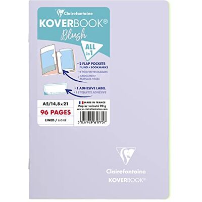 Clairefontaine 961775C Heft Koverbook Blush, DIN A5, 14,8 x 21cm, 48 Blatt, liniert, Umschlag blickdicht, 1 Stück, Lila / Grün Clairefontaine 961775C Heft Koverbook Blush, DIN A5, 14,8 x 21cm, 48 Blatt, liniert, Umschlag blickdicht, 1 Stück, Lila / Grün