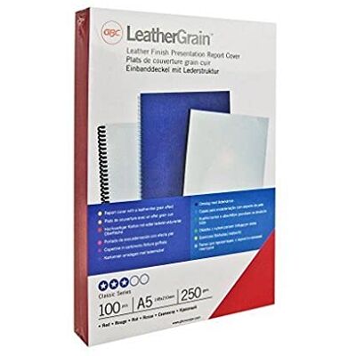 GBC CN040030 Einbanddeckel LeatherGrain Retail Pack, A4, Karton, 250 g/qm, 25 Stück, rot GBC CN040030 Einbanddeckel LeatherGrain Retail Pack, A4, Karton, 250 g/qm, 25 Stück, rot