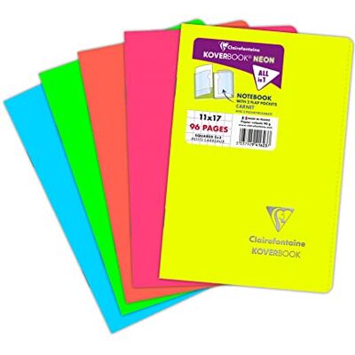 Clairefontaine 941623C Heft Koverbook NEON geheftet Umschlag aus PP blickdicht 11x17cm 48 Blatt, kariert, farbig sortiert in Neonfarben, 1 Stück Clairefontaine 941623C Heft Koverbook NEON geheftet Umschlag aus PP blickdicht 11x17cm 48 Blatt, kariert, farbig sortiert in Neonfarben, 1 Stück