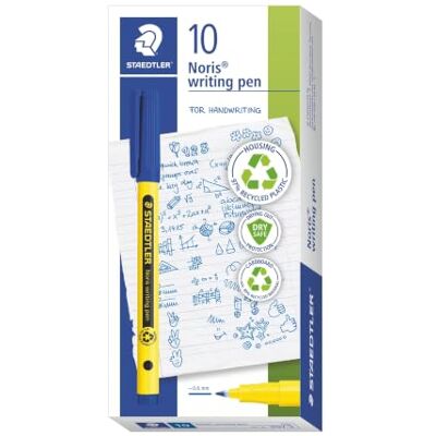 Staedtler Noris 307 Fineliner – Blau, 0,6 mm, einzeln Aus 97 % recyceltem Plastik, DRY SAFE Tinte auf Wasserbasis – für Erwachsene – Art.-Nr. 307-3 Staedtler Noris 307 Fineliner – Blau, 0,6 mm, einzeln Aus 97 % recyceltem Plastik, DRY SAFE Tinte auf Wasserbasis – für Erwachsene – Art.-Nr. 307-3