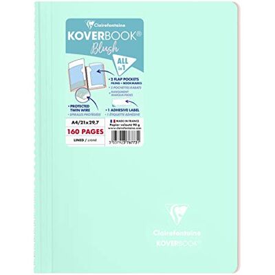 Clairefontaine 376773C Spiralblock Koverbook Blush, DIN A4, 21 x 29,7cm, 80 Blatt, liniert, 1 Stück, Minzgrün / Rosa Perlmutt Clairefontaine 376773C Spiralblock Koverbook Blush, DIN A4, 21 x 29,7cm, 80 Blatt, liniert, 1 Stück, Minzgrün / Rosa Perlmutt