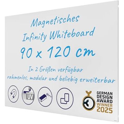 Franken Infinity Whiteboard, Magnetische Schreibtafel ohne Rahmen, 120 x 90 cm, Direktes Zusammenfügen mehrerer Tafeln und Hoch-/ Querformat möglich, Für Büro & Home Office, Stahl-Oberfläche, SCM6103 Franken Infinity Whiteboard, Magnetische Schreibtafel ohne Rahmen, 120 x 90 cm, Direktes Zusammenfügen mehrerer Tafeln und Hoch-/ Querformat möglich, Für Büro & Home Office, Stahl-Oberfläche, SCM6103